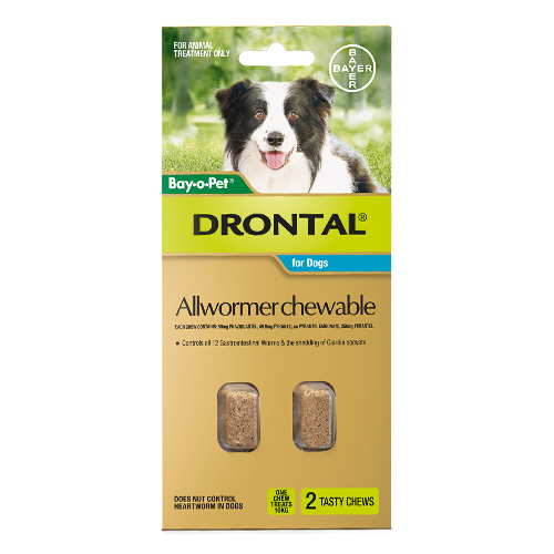 Drontal allwormer chewables up to 10kg up to 22lbs 2 tabs 1