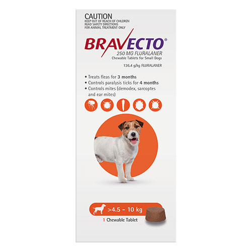 Bravecto Small Dogs 4.5-10kg 10 to 22lbs 1 Chew Tablet 1
