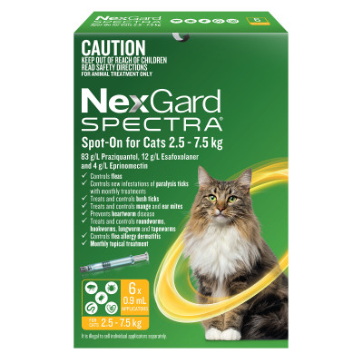 NexGard Spectra Spot On For Cats 2.5 - 7.5kg 5.5 - 16.5Lbs 6 Pack 1